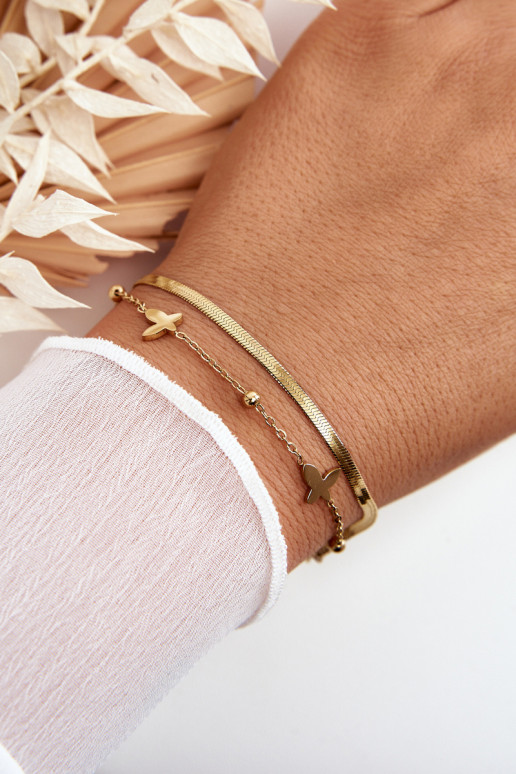 Women's Snake Bracelet With Butterflies Gold