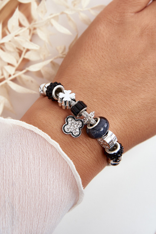 Steel Bracelet With Charms Silver-Black