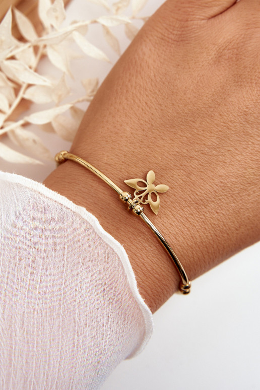 Women's Slip-On Steel Bracelet Butterfly Gold