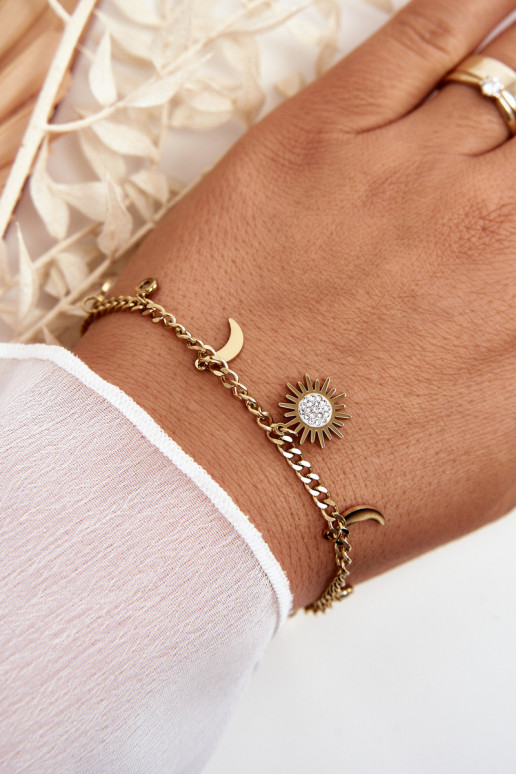 Fashionable Bracelet With Moon And Sun Gold
