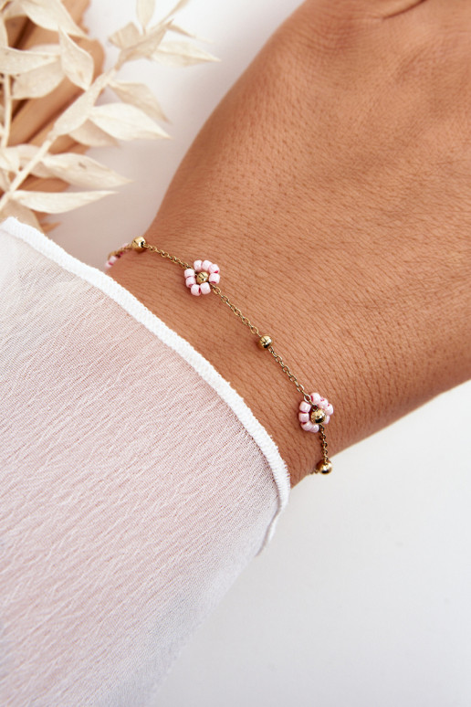Bracelet With Pink Gold Flowers