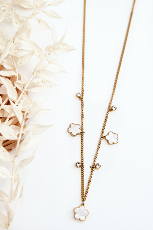 Women's Armor Chain With White Flowers Gold