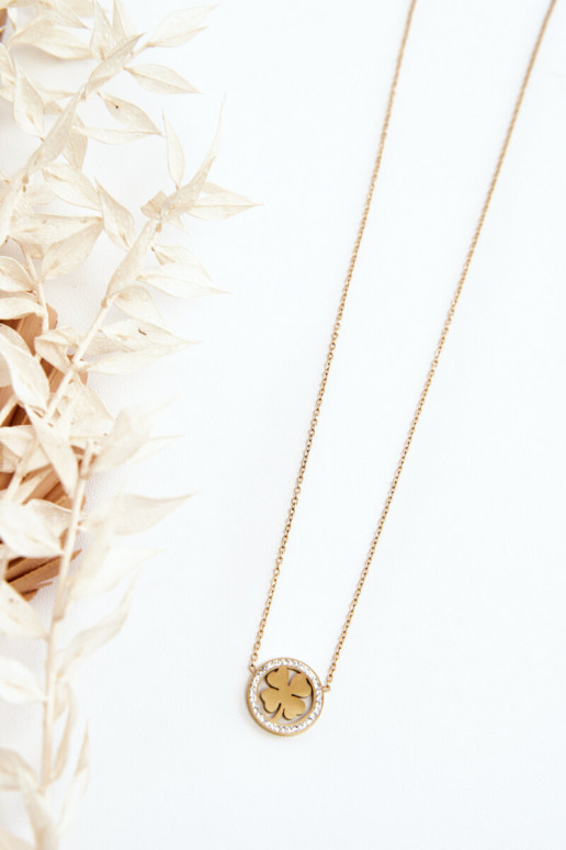 Women's Chain With Circle And Clover Gold