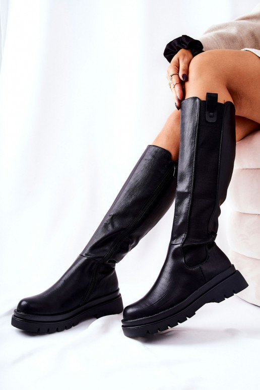 Warmed leather boots Black Panaris