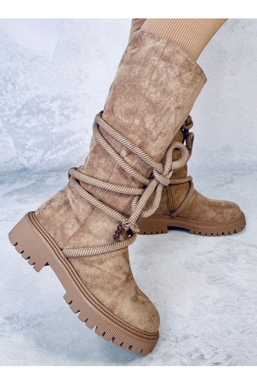boots of suede with laces SPICER khaki colors