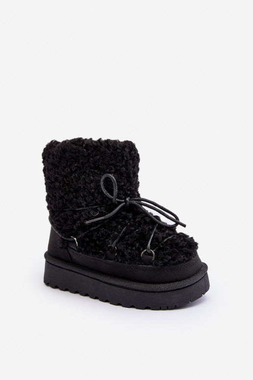 Warm Children's Lace-up Snow Boots Black Asija