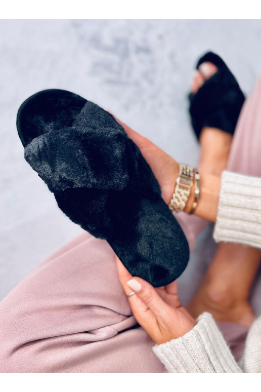 Women's fluffy slippers DOTRE black