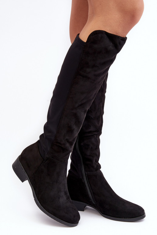 Women's Suede Boots Over The Knee SBarski HY27098A Black
