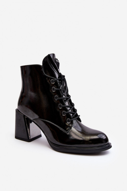 Women's Laced Heel Boots D&A CR8163 Black