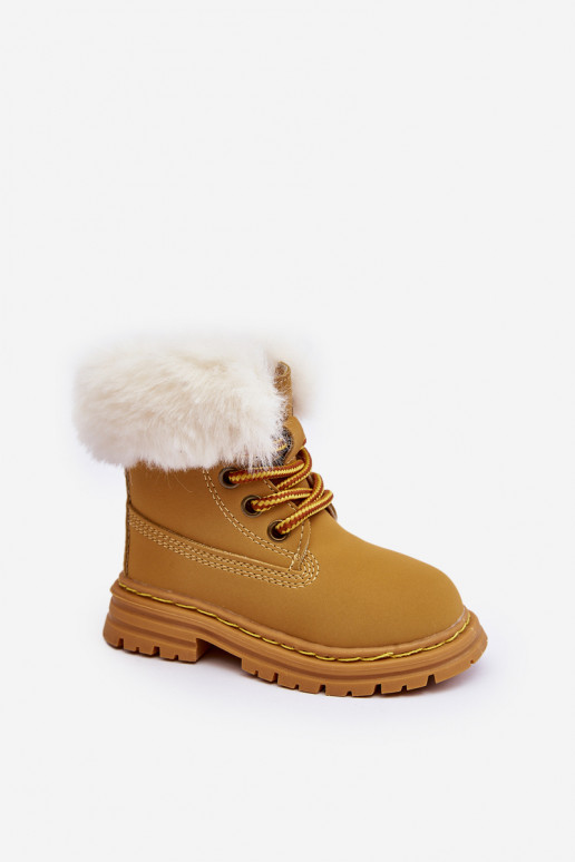 Children's Trapper Boots with Zip and Faux Fur Camel Gerande