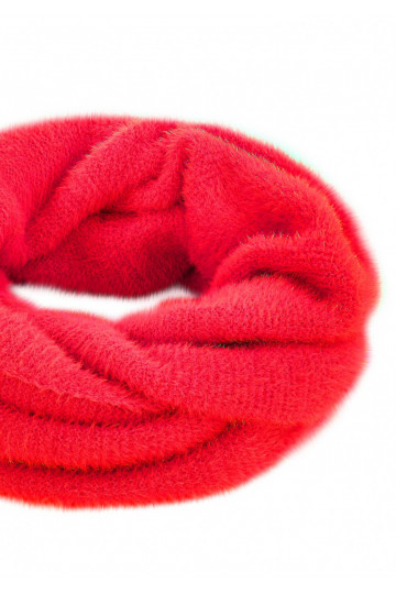 Fluffy - Red winter infinity scarf 2