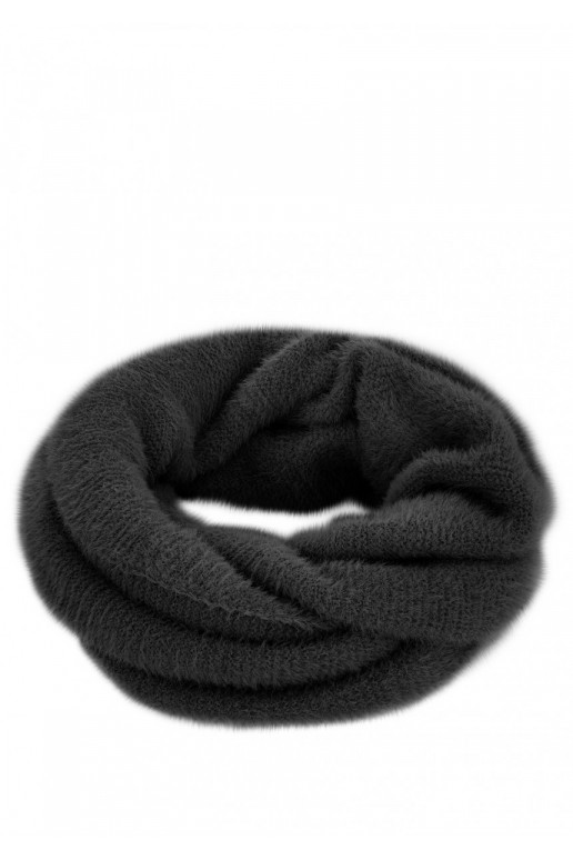Fluffy - Black winter infinity scarf