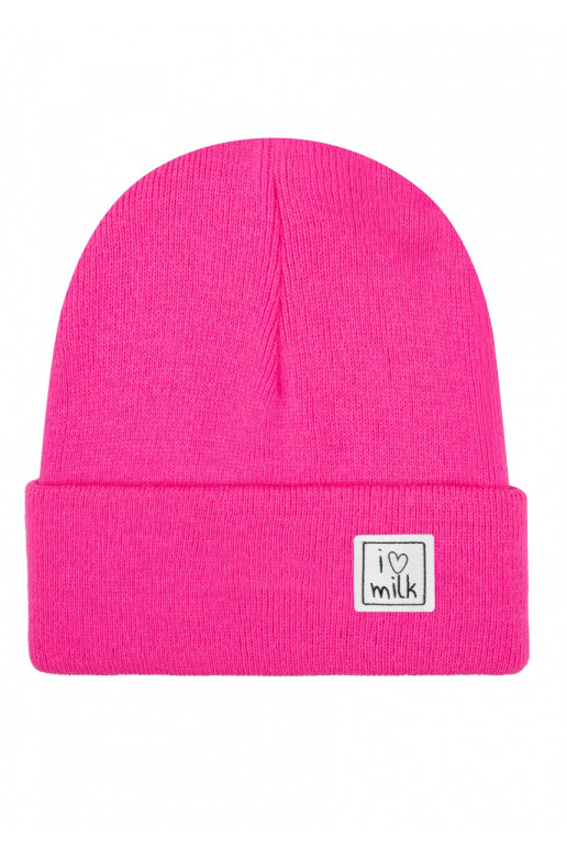 Winter neon fuchsia pink kids beanie