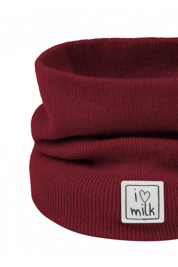 Kids cherry red knitted snood 2