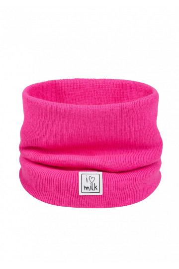 Kids neon fuchsia pink knitted snood