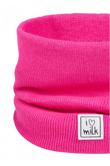 Kids neon fuchsia pink knitted snood 2
