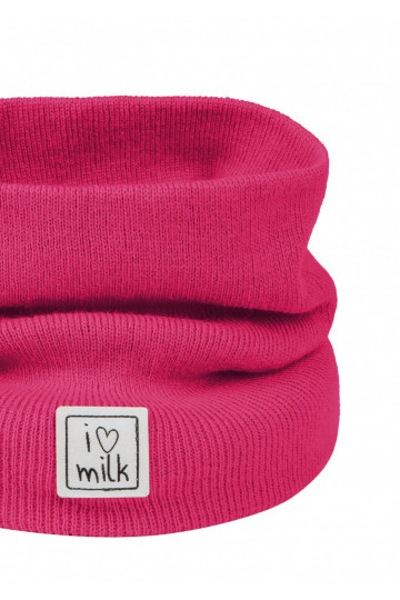 Kids raspberry pink knitted snood 2