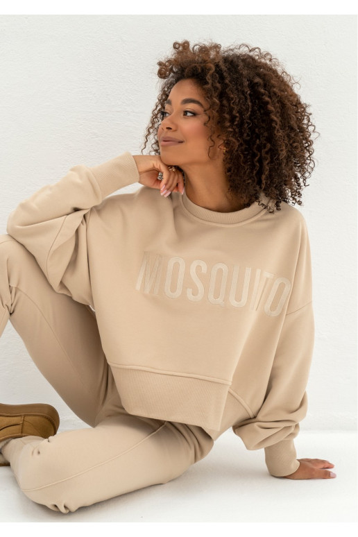 Shore Thin - Sand beige sweatshirt with an embroidered logo
