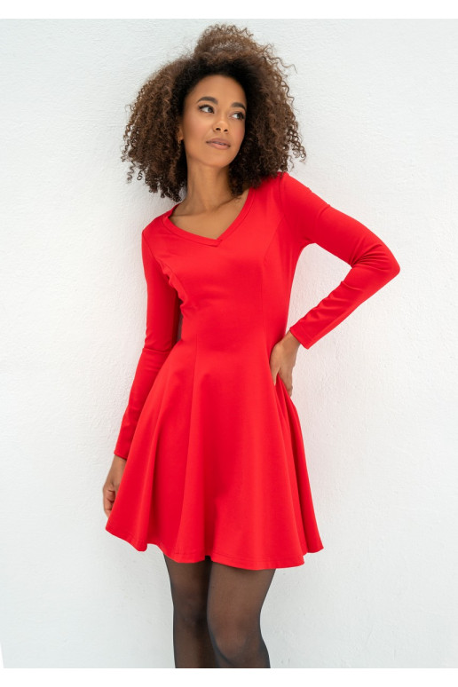 Abbie - Red mini flared dress