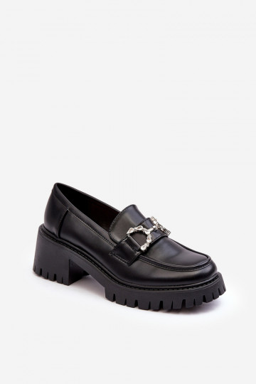 Women's Leather Half-Boots with a Massive Heel Black Lemmitty 2