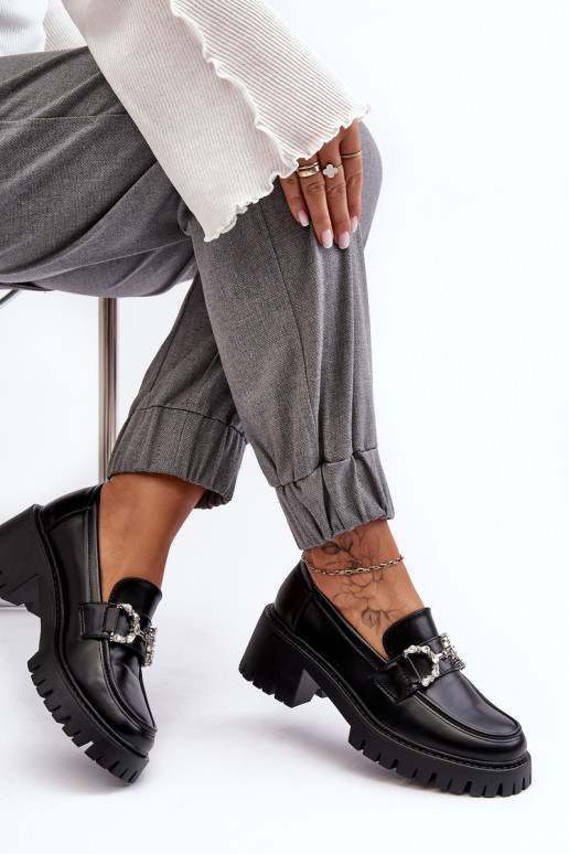 Women's Leather Half-Boots with a Massive Heel Black Lemmitty Women's Leather Half-Boots with a Massive Heel Black Lemmitty