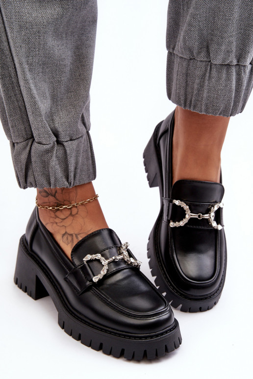 Women's Leather Half-Boots with a Massive Heel Black Lemmitty Women's Leather Half-Boots with a Massive Heel Black Lemmitty