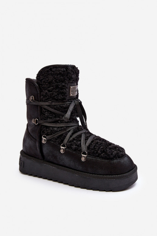 Waterproof platform snow boots vegan D.Franklin DFSH370004 Black