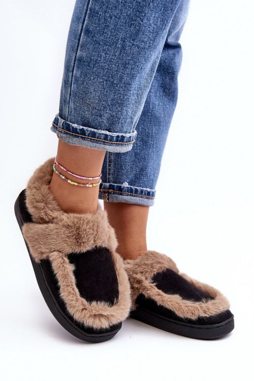 Women's Slippers with Fur Black Sailey