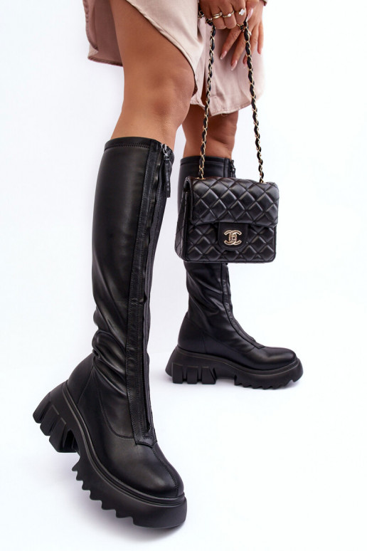 Leather Boots On A Massive Platform With A Zip Black Ringo