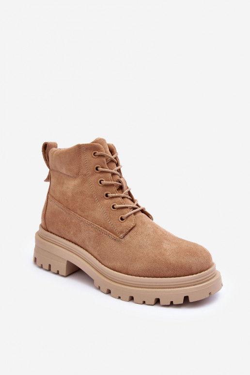 Suede Trapper Boots With Padded Insoles Dark Beige Alden