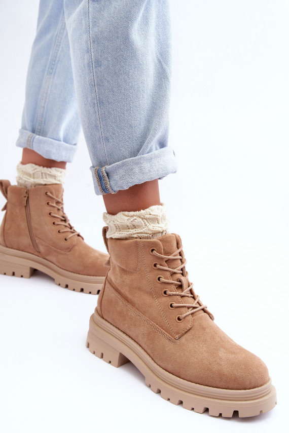 Suede Trapper Boots With Padded Insoles Dark Beige Alden
