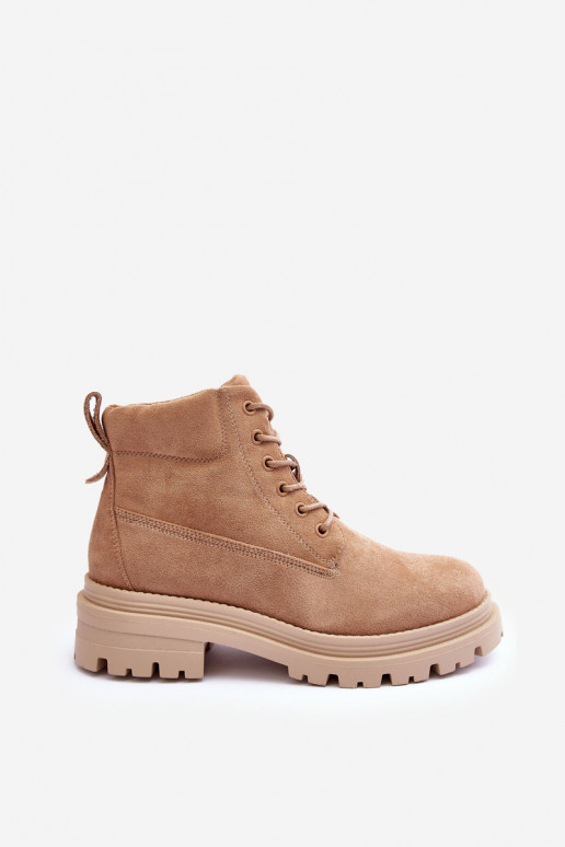 Suede Trapper Boots With Padded Insoles Dark Beige Alden