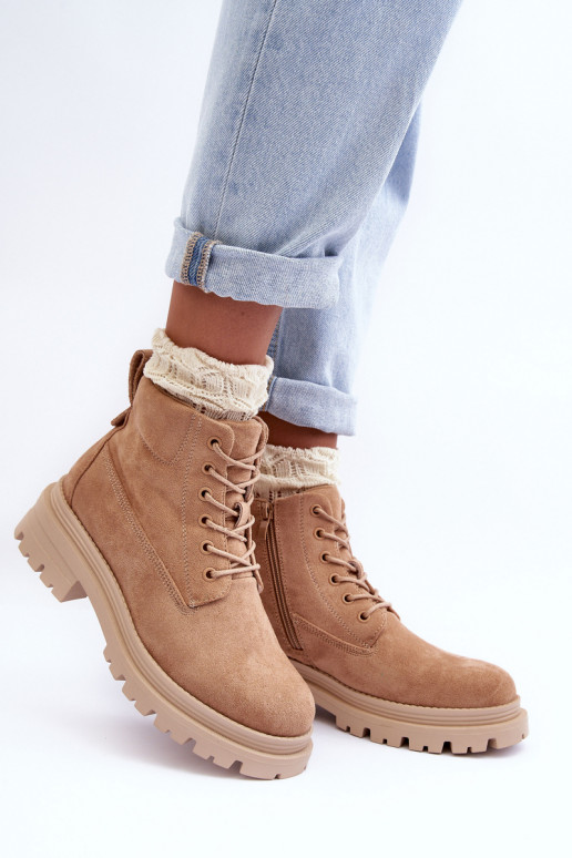 Suede Trapper Boots With Padded Insoles Dark Beige Alden