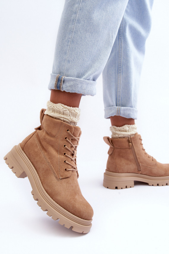 Suede Trapper Boots With Padded Insoles Dark Beige Alden