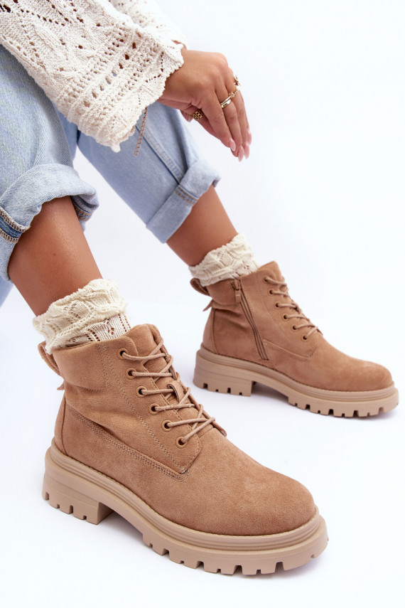 Suede Trapper Boots With Padded Insoles Dark Beige Alden
