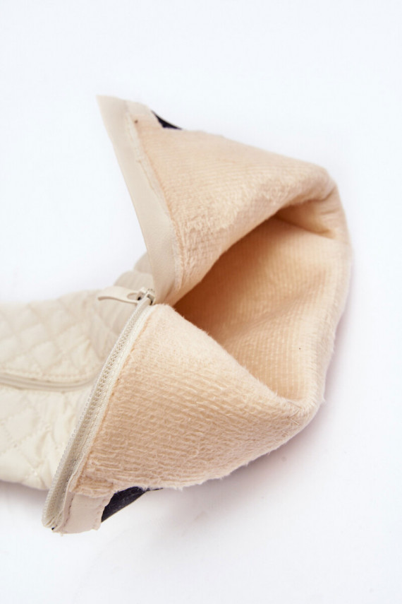 Quilted Knee-High Boots On Flat Heel Beige Amalfri
