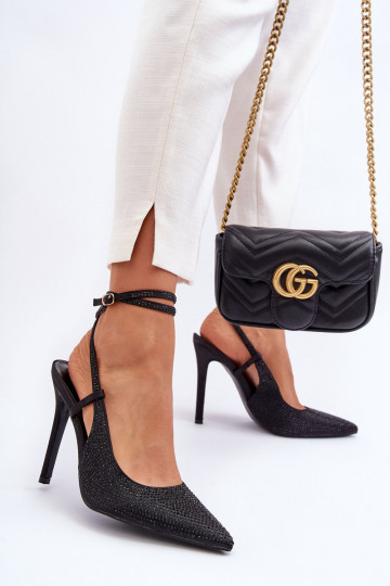 Classic Heels Embellished with Crystals Black Guda 2