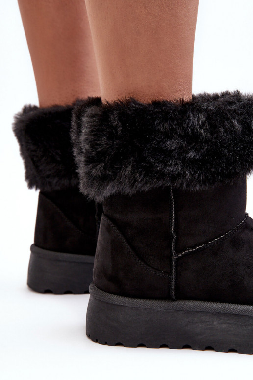 Women s Fur Trimmed Snow Boots Black Rainsa