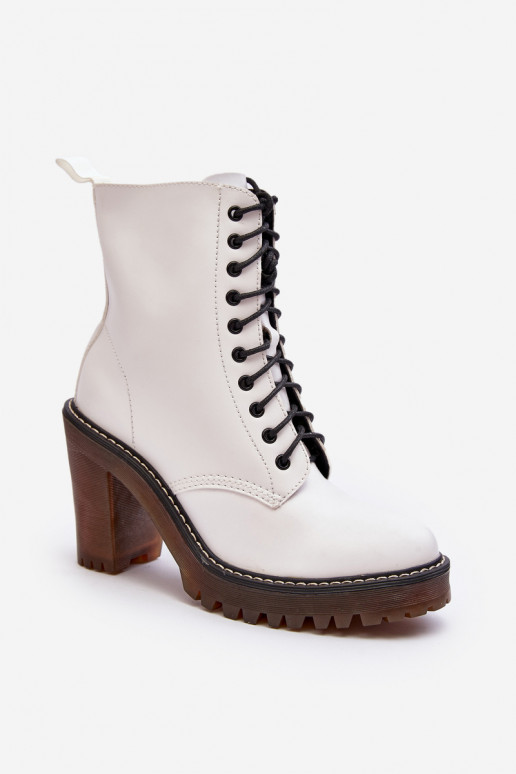 Women's White Lace-up Ankle Boots Arove