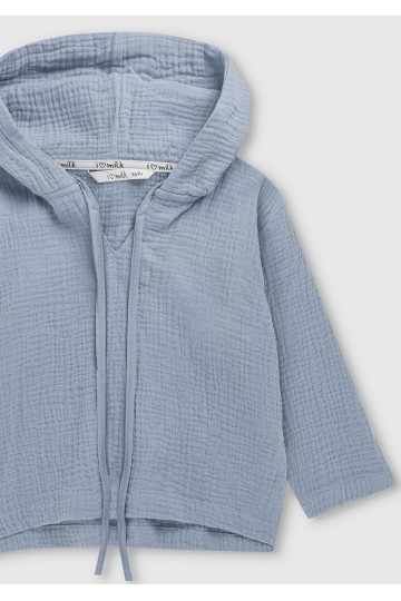 Light blue muslin kids hoodie 2