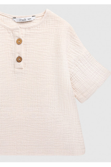 Ecru muslin kids T-shirt 2