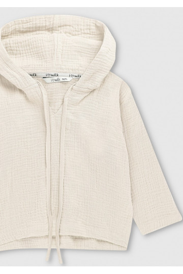 Ecru muslin kids hoodie 2