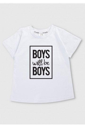 White kids T-shirt &quot;Boys will...&quot; 2