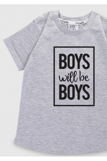Melange grey kids T-shirt &quot;boys will...&quot; 2