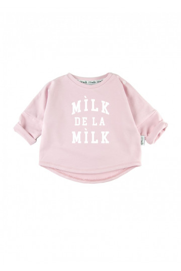 Powder pink kids sweatshirt &quot;milk de la milk&quot;