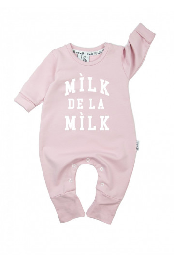 Powder pink long sleeved romper &quot;milk de la milk&quot;