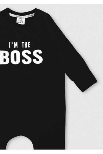 Black long sleeved romper &quot;I&#039;m the boss&quot; 2