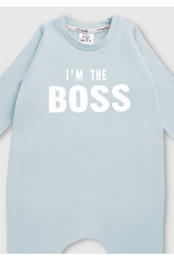 Light blue long sleeved romper &quot;I&#039;m the boss&quot; 2