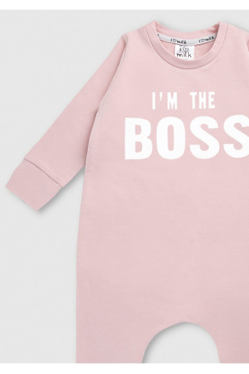 Powder pink long sleeved romper &quot;I&#039;m the boss&quot; 2