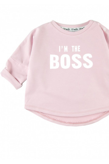 Powder pink kids sweatshirt &quot;I&#039;m the boss&quot;